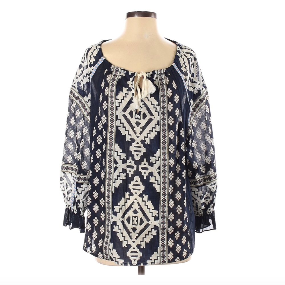 Tory Burch Boho Long Sleeve Blouse Size S